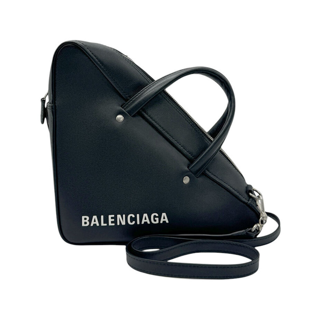 Balenciaga Triangle Duffle Crossbody Bag Leather Black - Picture 1 of 5